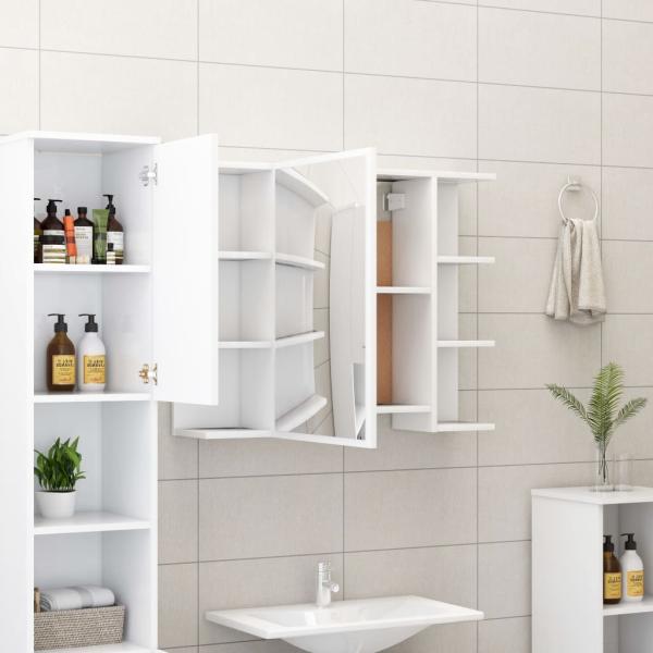 vidaXL Bad-Spiegelschrank Weiß 80x20,5x64 cm Holzwerkstoff 802606