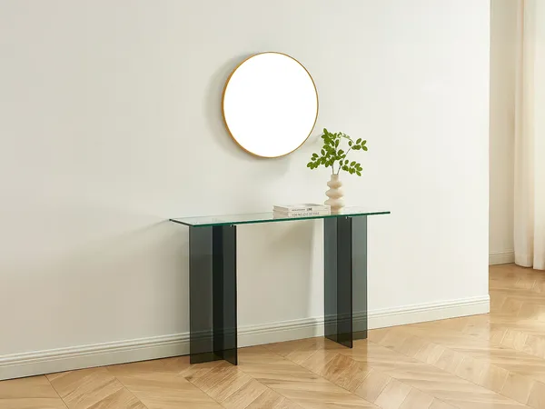 Vente-unique - BYLENA Konsole Glas TransparentGrau - B 35 cm x H 75 cm x L 120 cm