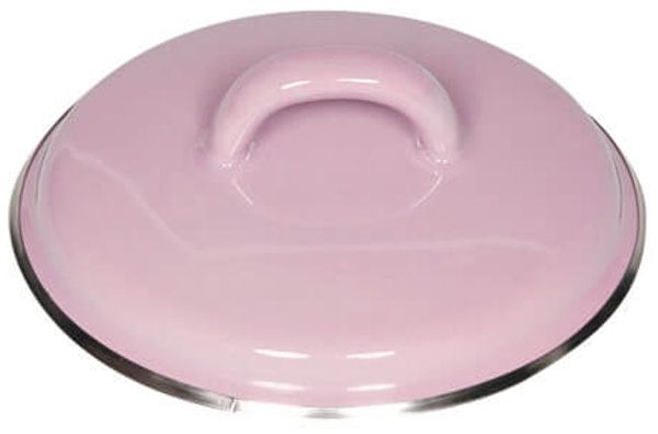 Riess Deckel mit Chromrand 12cm Emaille Rosa
