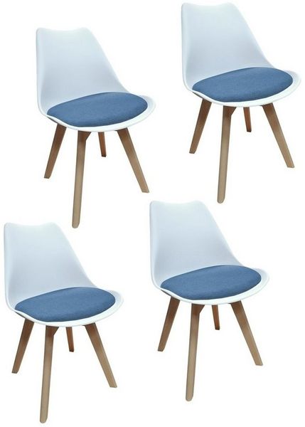 HTI-Living Esszimmerstuhl Stuhl Atlanta Webstoff 4er-Set (Set, 4 St), Esszimmerstuhl Kunststoffschale Webstoffbezug Holzfüße