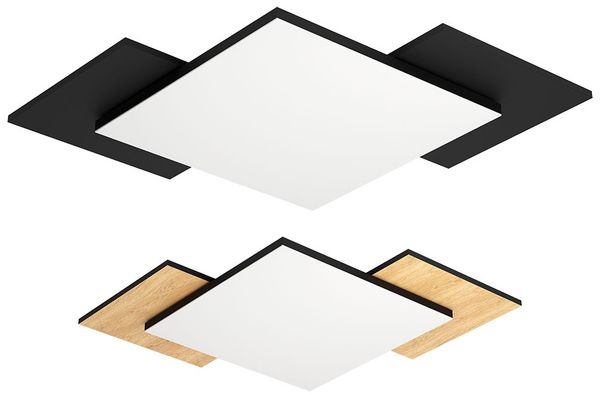 LED Deckenleuchte, Holzoptik, schwarz, L 63,5 cm