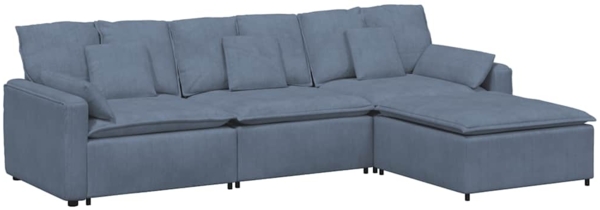 vidaXL Modulares Sofa mit Fußhocker und Kissen Blau 3321080