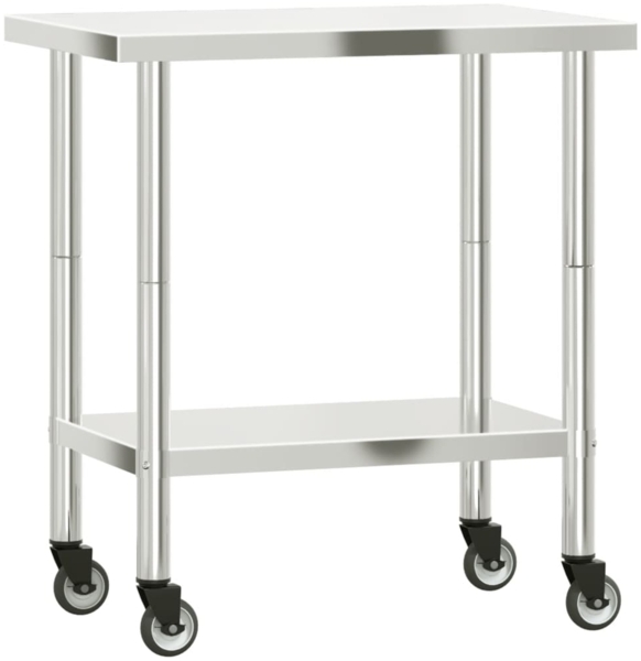 vidaXL Küchen-Arbeitstisch mit Rollen 82,5x55x85 cm Edelstahl 376463