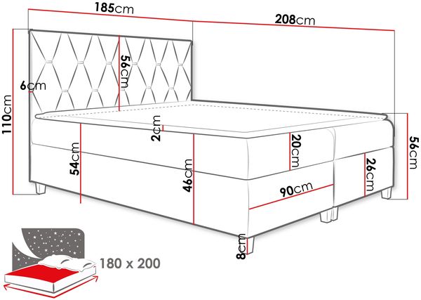Boxspringbett 'Irossu' blau 180x200 cm Bild 4