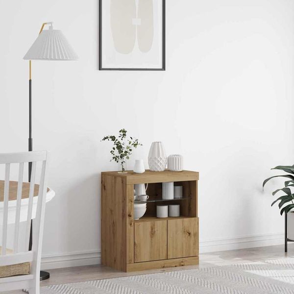 vidaXL LED-Sideboard Braun 60,5 x 37 x 67 cm Holzwerkstoff 863013