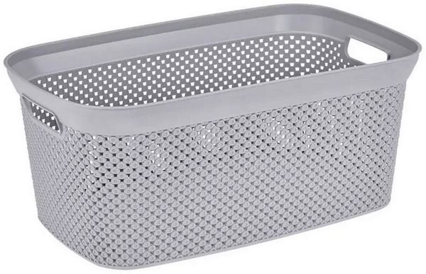 Ebaxx Wäschekorb Wäschekorb Plastik Kunststoff Korb Grau Weiß Rattan Optik 35 L