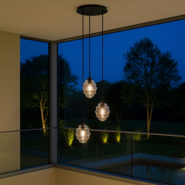 s.luce Echos Galerieleuchte 3-flammig Ø 40cm Baldachin Ø 18cm Braun, Weiß Bild 2