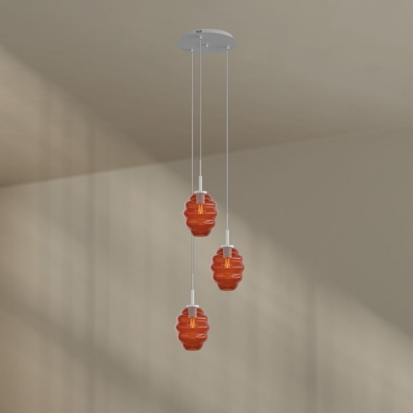 s.luce Echos Galerieleuchte 3-flammig Ø 40cm Baldachin Ø 18cm Braun, Weiß Bild 1