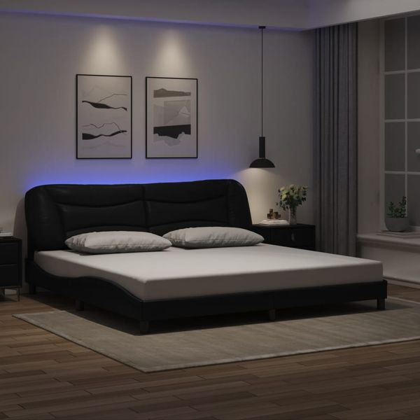 vidaXL Bettgestell mit LED ohne Matratze "Hvar" Schwarz 200x200 cm 3213955