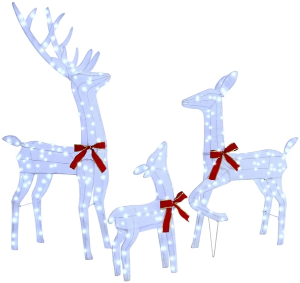 vidaXL Rentierfamilie 3 pcs Kaltweiß 68 x 26 x 127 cm Stoff 42019053