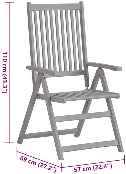 vidaXL Hochlehner Verstellbar 4 Stk. mit Auflagen Massivholz Akazie 3065391 Bild 10