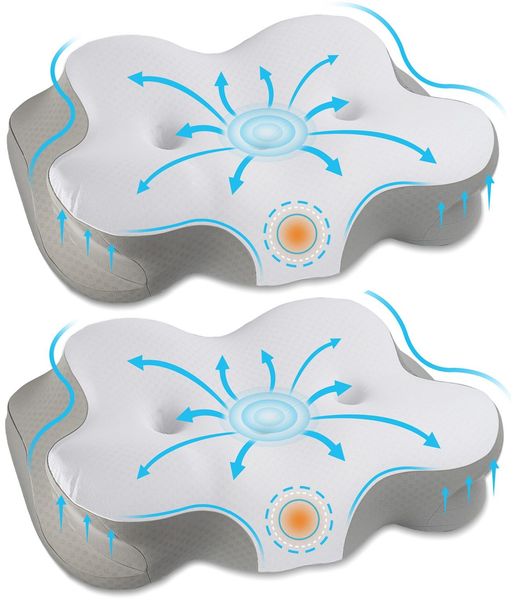 Esun Kopfkissen mit Memory Foam, Eisseidenstoff, atmungsaktiv, ergonomisch und weich, 60x40 cm