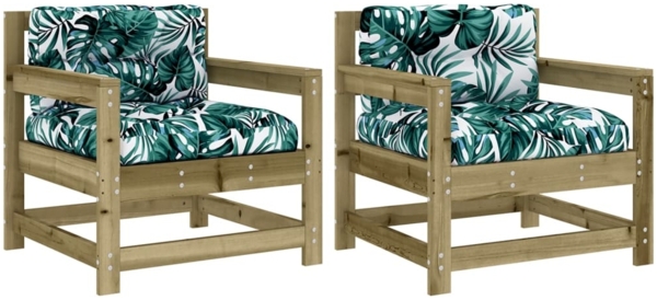 vidaXL Gartenstühle mit Kissen 2 Stk. Kiefernholz Imprägniert 825568