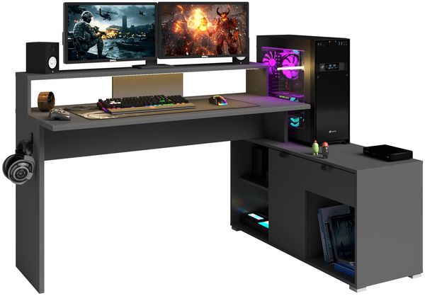 Gaming Schreibtisch Parisot Work 1-tlg. Holznachbildung Grau