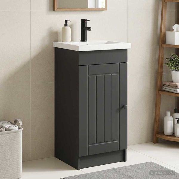 vidaXL Badezimmerschrank mit Waschbecken Schwarz 42 x 40 x 84,5 cm 890025
