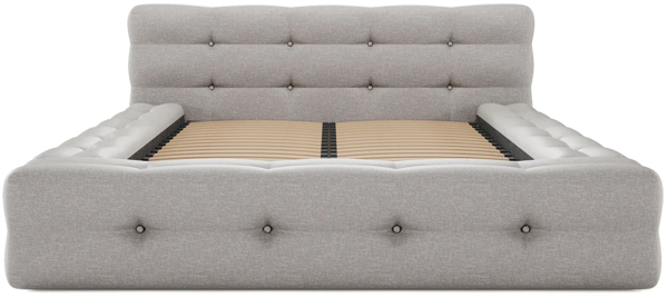 Vente-unique - Polsterbett - 140 x 190 cm - Melierter Stoff - Hellgrau - LERUCO von Pascal Morabito Bild 5