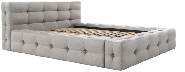 Vente-unique - Polsterbett - 140 x 190 cm - Melierter Stoff - Hellgrau - LERUCO von Pascal Morabito Bild 4