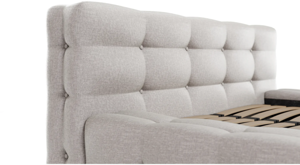 Vente-unique - Polsterbett - 140 x 190 cm - Melierter Stoff - Hellgrau - LERUCO von Pascal Morabito Bild 7