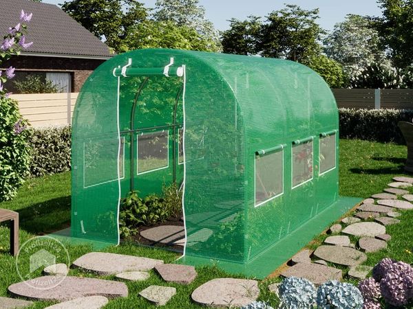 TOOLPORT Foliengewächshaus Gewächshaus 2x3m stabil & langlebig mit Fenster - reißfeste PE Plane 180g/m² grün transparent