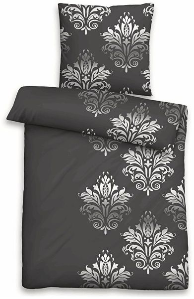 Biber Bettwäsche in edlem Vintage Muster - Einzelbettwäsche aus Baumwollmix 155x220 cm + 80x80 cm
