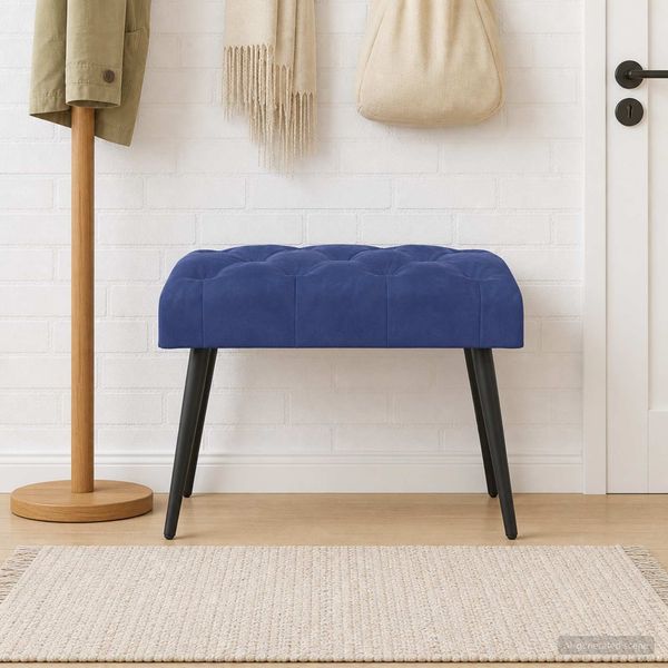 vidaXL Bank mit Knopfheftung Polizeiblau 60 x 40 x 45 cm Samt 42038555