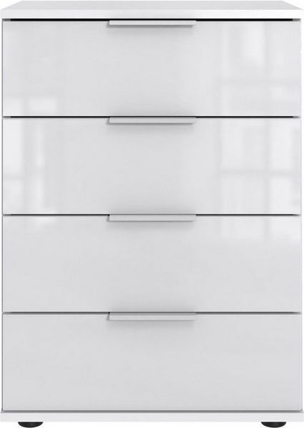 Wimex Nachtschrank in WEISS + GLAS WEISS - 52x74x38cm (BxHxT)