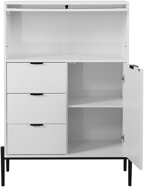 Elegantes Sideboard aus Spanplatten mit 3 Schubladen und 1 Glastür in Weiß,85 x 40 x 120 cm Bild 8