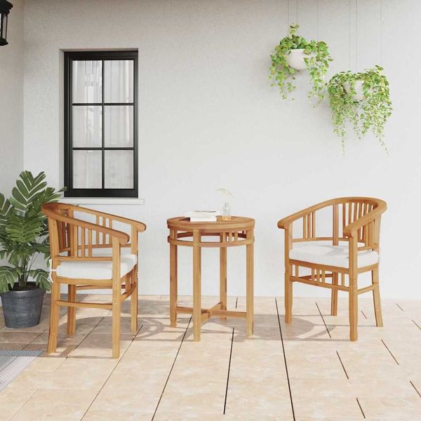 vidaXL Stuhl mit Kissen 2 pcs Braun 63 x 58 x 89 cm Massivholz Teak 42008384