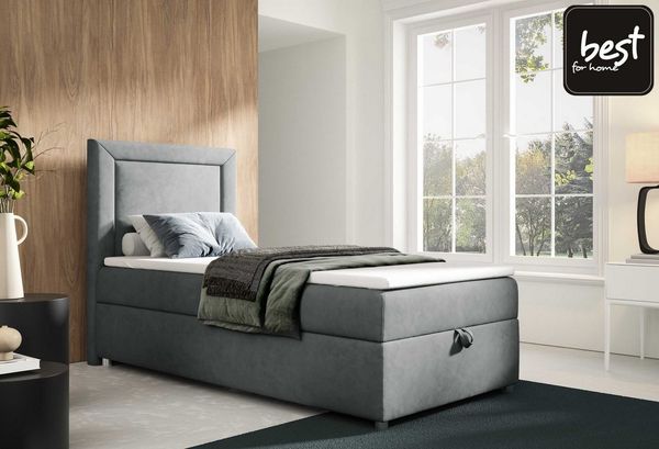 Best for Home Boxspringbett Trinity K-3 Boxspringbett mit Stauraum & Topper – Einzelgrößen (Einzelbett, Polsterbett mit gepolstertes Kopfteil, Jugendbett, Kinderbett versch. Größen, 70x200 80x200 90x200 100x200 cm), verschiedene Liefermöglichkeiten, Ha...