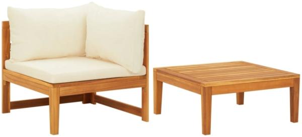 vidaXL 2-tlg. Garten-Lounge-Set mit Kissen Cremeweiß Akazienholz 316316