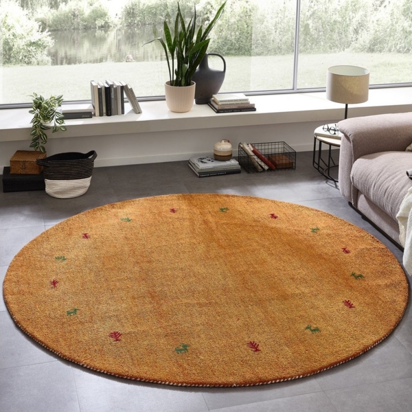 THEKO Wollteppich Gabbeh Motiv, Handgefertigt, Teppich, Tiermotiv, reine Wolle, rund, Höhe: 14 mm, reine Wolle, Wohnzimmer, Schlafzimmer, Esszimmer Bild 5