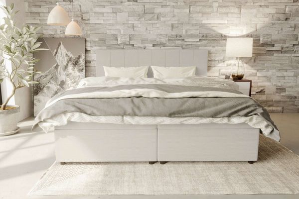 99rooms Kira Boxspringbett Cordstoff POSO Greige 200x200 cm