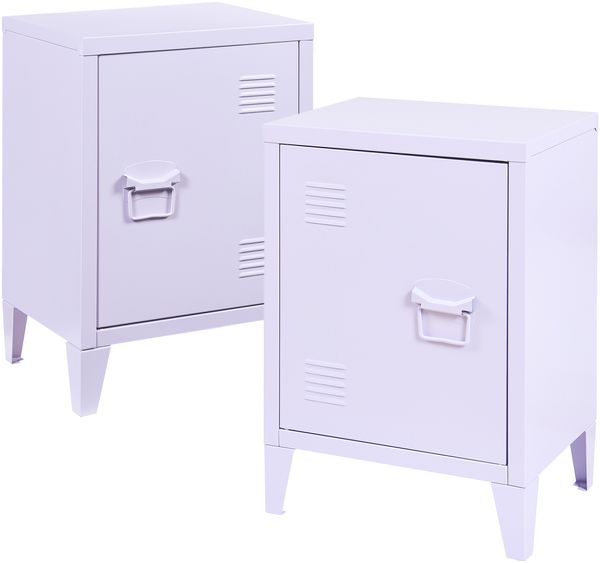 Nachtschrank Inari 2er Set Türgriff rechts und links Lila [en. casa]