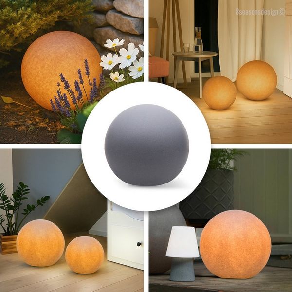 8 seasons design LED Kugelleuchte Shining Globe, Kugellampe für außen (Garten, Terrasse, Balkon), LED wechselbar, E27-Fassung, warmweißes Licht, Dekolampe - robust & langlebig