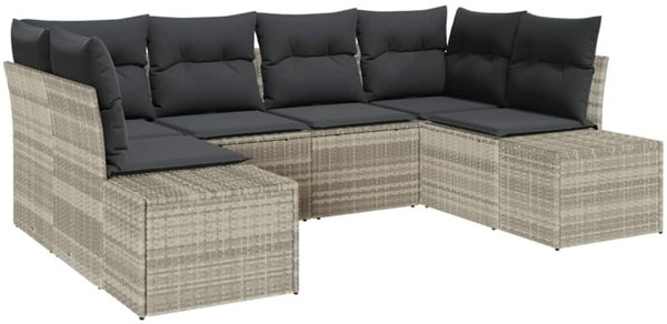 vidaXL Gartensofa-set mit Speicher 6 pcs Hellgrau Poly Rattan 3355871