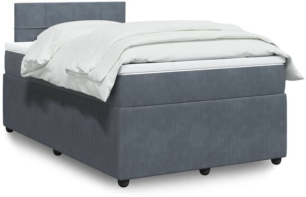 vidaXL Boxspringbett mit Matratze Dunkelgrau 120x200 cm Samt 3287711