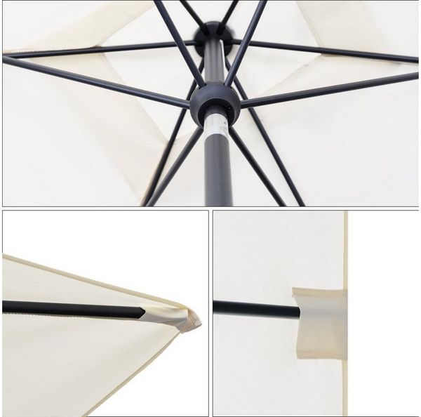 Sekey Sonnenschirm 210 x 140 cm Aluminum Sonnenschirm Rechteckig Marktschirm mit Kurbel, LxB: 210,00x140,00 cm, mit/ohne LED-Lichtern, Sonnenschutz UV50+, Gartenschirm Knickbar Bild 3