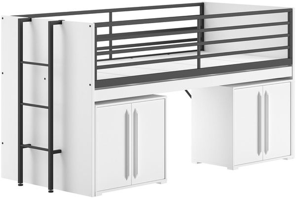 Halbhohes Bett mit Schreibtisch Kommoden Sam 98 x 219 x 116.6 cm