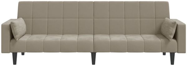 vidaXL Schlafsofa 2-Sitzer mit 2 Kissen Hellgrau Samt 375847 Bild 5