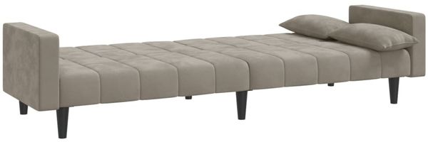 vidaXL Schlafsofa 2-Sitzer mit 2 Kissen Hellgrau Samt 375847 Bild 6