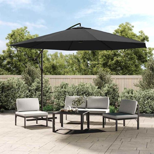 Sonnenschirm, Ampelschirm, Gartenschirm mit Aluminium-Mast 350 cm Anthrazit