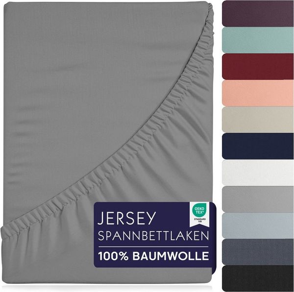 BRB HOME Spannbettlaken Spannbettlaken Jersey Baumwolle für Topper Boxspringbett bis 27 cm, Baumwolle, Gummizug: Rundum, (1 Stück), Matratzen bis 27 cm Höhe, OEKO TEX Standard 100, Jersey Spannbetttuch