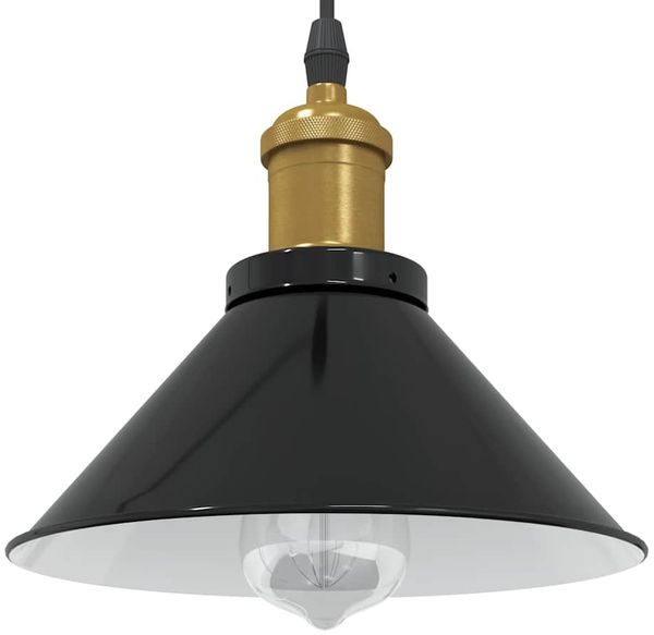 vidaXL Pendelleuchte Höhenverstellbar E27 Schwarz Glänzend Ø 22 cm 4103443