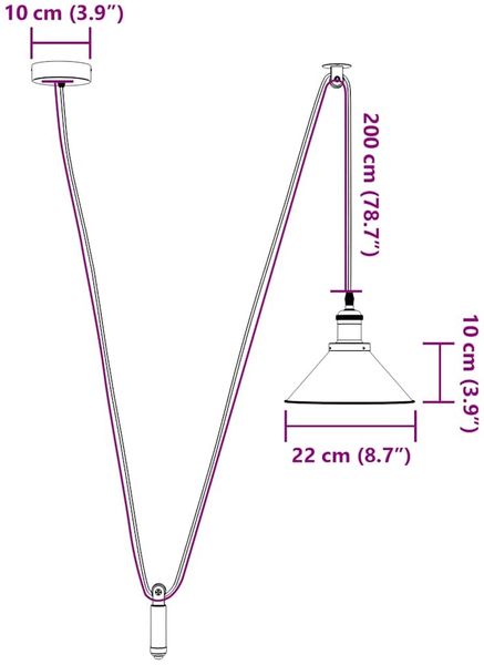 vidaXL Pendelleuchte Höhenverstellbar E27 Schwarz Glänzend Ø 22 cm 4103443 Bild 11