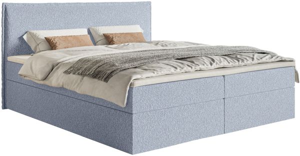 Selsey 'Softie' Boxspringbett 160x200 cm mit Topper und Stauraum, Chenille, Himmelblau