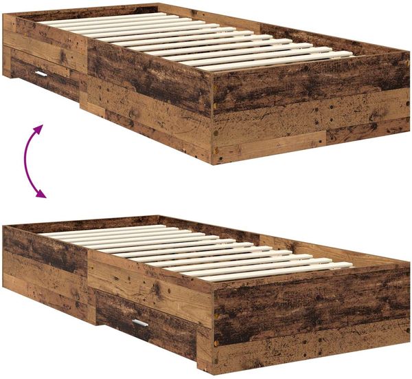 vidaXL Bettrahmen mit Kopfteil Altholz 90 x 190 cm Holzwerkstoff 3410033 Bild 12