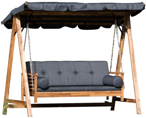 Inko Hollywoodschaukel Swing Akazienholz Teak-Optik 238x120 cm Hängeschaukel umklappbare Rückenlehne