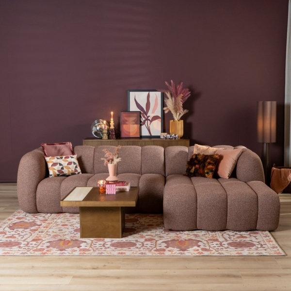 Bronx71 Ecksofa Luca Bouclé rot/rosa rechts