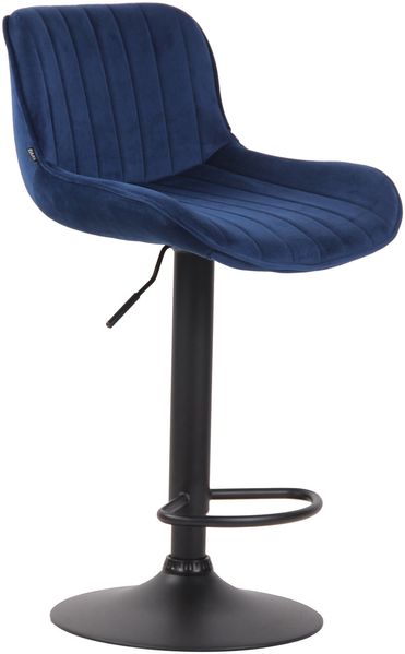 2er Set Barhocker Lentini, drehbar, Blau, Schwarz, Samt Bild 2