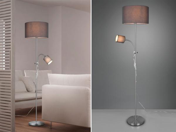 TRIO Leuchten Stehlampe OWEN, Ein-/Ausschalter, ohne Leuchtmittel, Getrennt schaltbar, Lesearm flexibel, Höhe 160 cm